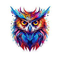 A lively cartoon-inspired owl, adorned with vibrant and intricate tattoo-style patterns. This colorful PNG illustration captures the playful spirit of the owl, blending whimsical charm.