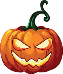Evil halloween pumpkin isolated on white background.