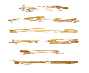 PNG Gold glitter ink color smear brush stroke stain line blot on transparent background.