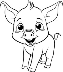 Pig Cute Line Art