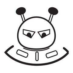Isolated monochrome robot toy character icon Vector