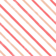 Fototapeta Diagonal stripes pattern, cute vector background, seamless   lines, red geometric strokes, Christmas gift paper obraz