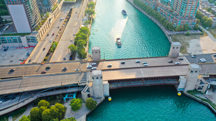 Aerial view of Chicago lakefront and city skyline