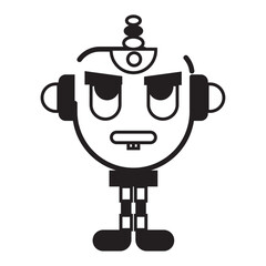Isolated monochrome robot toy character icon Vector