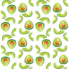 Avocado seamless vector pattern. Trendy childish pattern for decoration design, poster, textile. Simple vector illustration with vegetarian healthy food