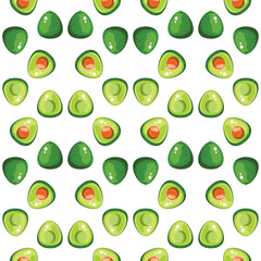 Avocado seamless vector pattern. Trendy childish pattern for decoration design, poster, textile. Simple vector illustration with vegetarian healthy food