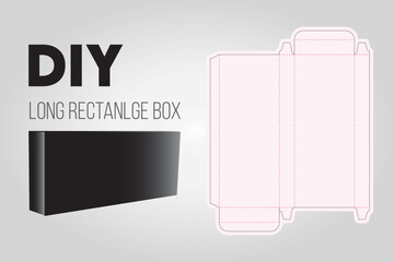 Vector flat design of long packing box die cut template