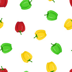 Seamless pattern with paprika on a white background. Seamless ornament with pepper. Pattern with vegetables