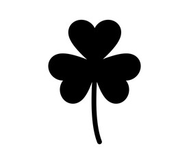 Clover illustration, icon. Vector three leaf clover. Black clower sign, symbol. Grass illustration.