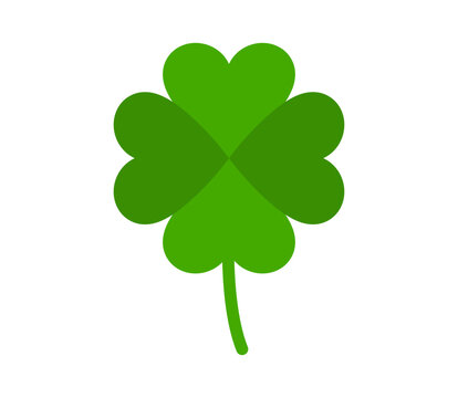 Clover illustration, icon. Vector four leaf clover. Green clower sign, symbol. Grass illustration.