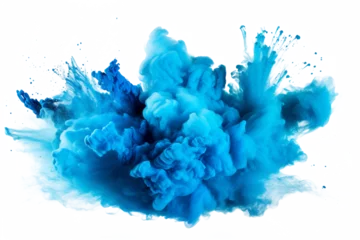  bright blue holi paint color powder festival explosion burst isolated white background. industrial print concept background © The Picture House