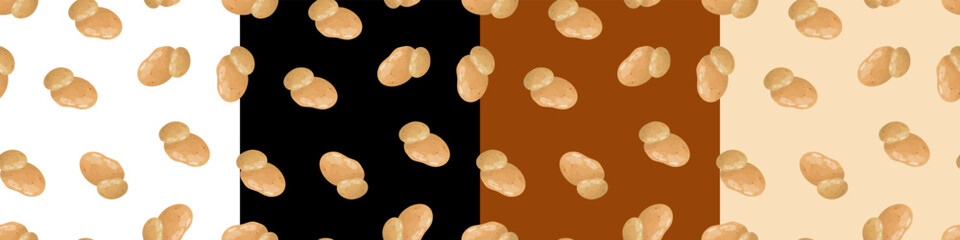 Fototapeta na wymiar A set of seamless patterns with potatoes. Pattern with vegetables