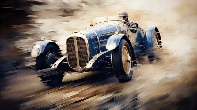 A Classic Racecar racing across the Road, Artist Impression © PHdJ