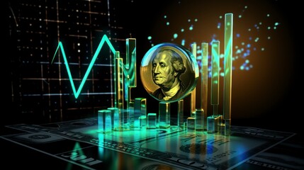  a silver dollar sign on a background of graphs stock photo,