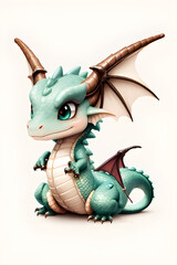 Fototapeta premium cute dragon, symbol of the year 2024, generative ai