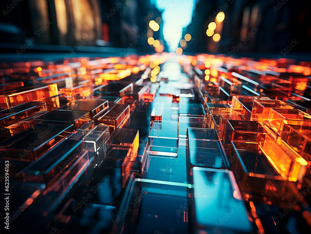 Poster abstract colorful glass background, data flow concept. generative ai