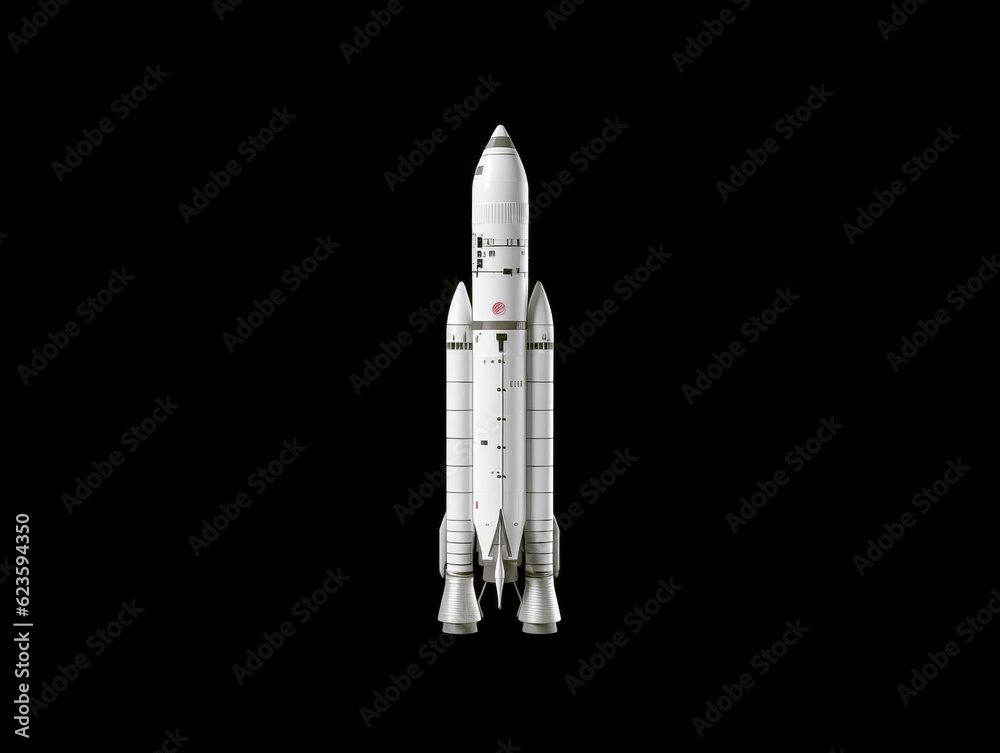 Poster rocket isolated on black background. generative ai