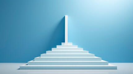 stairs with a arrow going up on a blue background