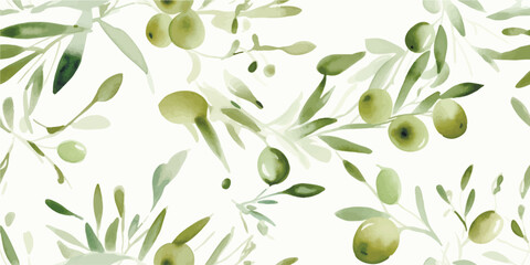 Olive watercolor painting Seamless pattern, Watercolor Seamless pattern background texture pattern. food seamless