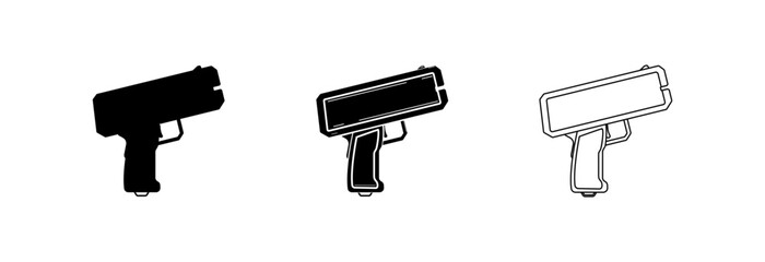Money gun icon on a white background.