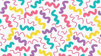 Colorful line doodle pattern. Abstract art background vector design with childish scribble, doodle in vibrant color. Fun creative illustration for kids, fabric, prints, cover