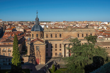Fototapeta na wymiar Aerial view of Anaya Palace and Anaya Square - Salamanca, Spain