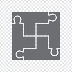 Simple icon square puzzle in gray. Simple icon puzzle of the four elements on transparent background for your web site design, app, UI. EPS10.