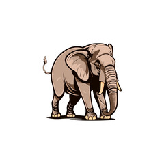 Isolated abstract image of a young elephant in a minimalistic style, which can also be used either as a logo or as a mascot of a sports team