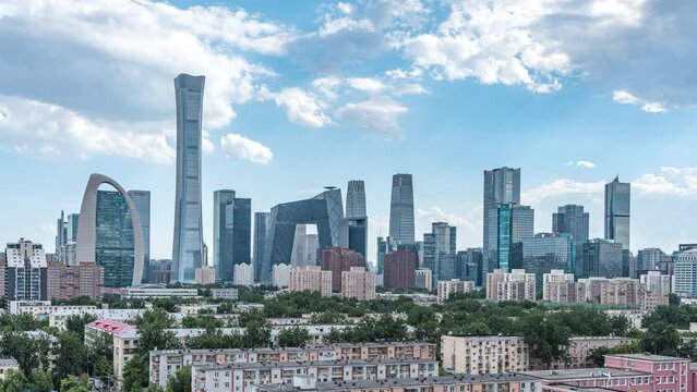 Time-lapse photography of high-rise buildings in CBD, Beijing, China