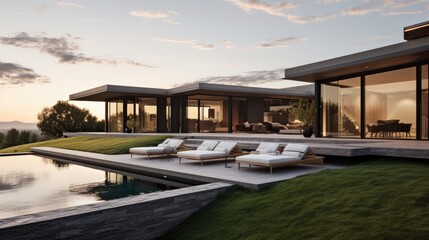 Fototapeta premium Stylish contemporary architecture amidst scenic natural