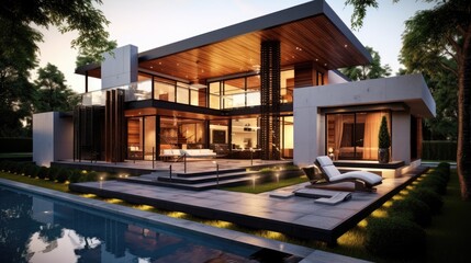 Stylish contemporary architecture amidst scenic natural