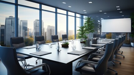 Office environment set up for a critical business meeting