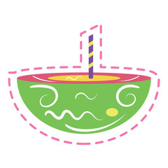 Isolated colored groovy cocktail sketch sticker icon Vector