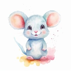 mouse smiling, watercolor style Generative AI