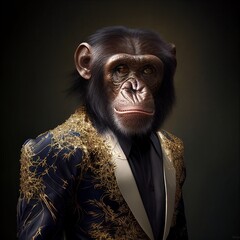 monkey in jacket Generative AI