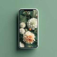 real flowers in the phone, in a realistic style Generative AI