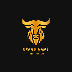 Bull logo. Premium logo for steakhouse, Steakhouse or butchery. Abstract stylized cow or bull head with horns symbol. Creative steak, meat logo.