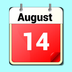 day on the calendar, vector image format, August 14