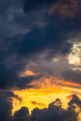 Beautiful stormy sky with the sun peeping through.