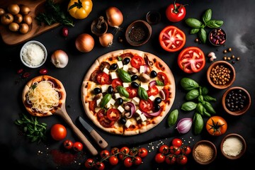 An irresistible slice of Supreme Pizza takes center stage, captivating the viewer with its tantalising toppings.AI generated