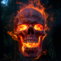 Frightening photo of a burning skull