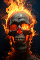 Frightening photo of a burning skull