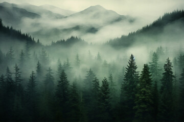 Fototapeta premium Forest nature fog