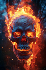 Frightening photo of a burning skull