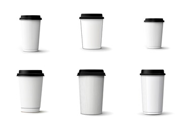 A set of six different types of coffee cups. Generative AI.