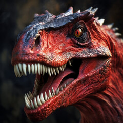 Closeup of an angry dinosaur t-rex