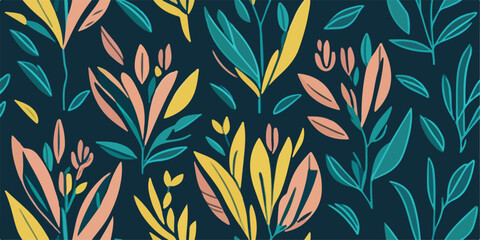 Paradise Oasis, Vector Illustration of Colorful Tulip Pattern