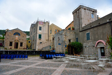 piazza sant'agostino where the theater festival takes place in the ancient village of verezzi italy
