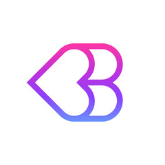 Letter B heart modern logo design