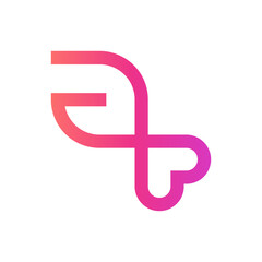 Fototapeta premium Letter A heart modern minimal logo design